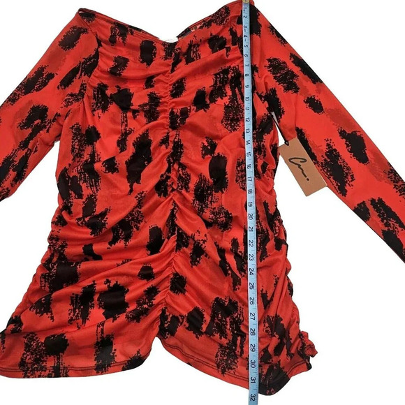 Cristina Martinez X Nordstrom Red And Black Ruched Print Top Pluz Sz 3X NWTs - Picture 4 of 7